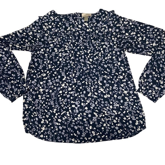 Loft flower print blouse blue white small - Picture 1 of 5